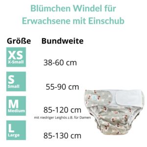 Blümchen Windel für Erwachsene mit Einschub Dog