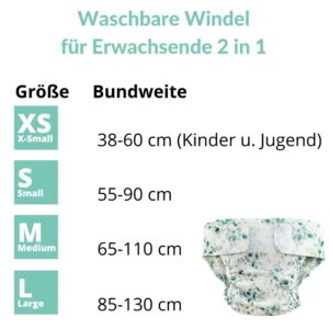 Waschbare Windel für Erwachsende 2 in 1 Eucalytus