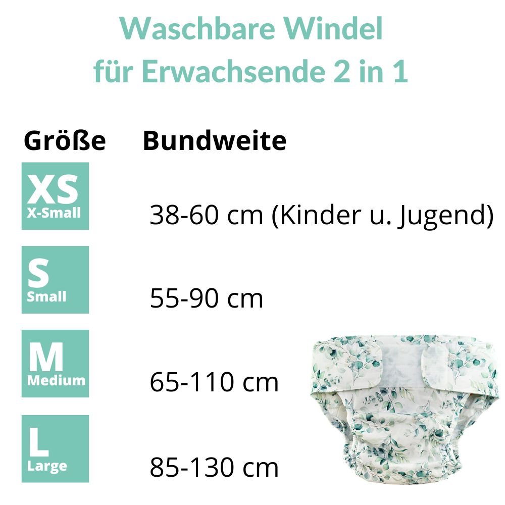 Waschbare Windel für Erwachsende 2 in 1 Eucalytus Waschbare Windel für Erwachsende 2 in 1 Eucalytus