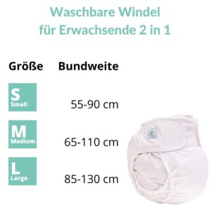 Waschbare Windel für Erwachsende 2 in 1 weiß